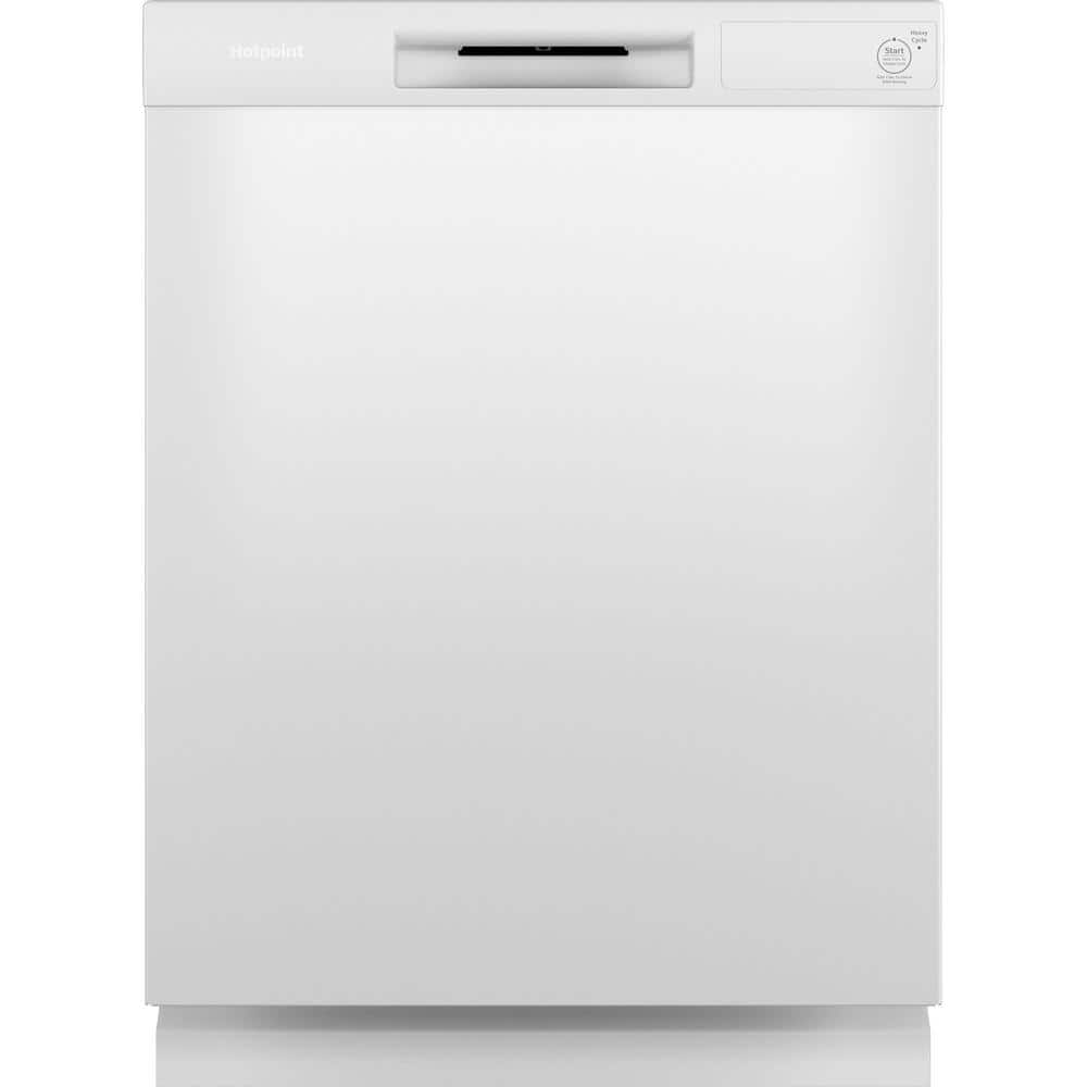 Hotpoint 24 in. Built-In Tall Tub Front Control Dishwasher with One Button in White, 60 dBA