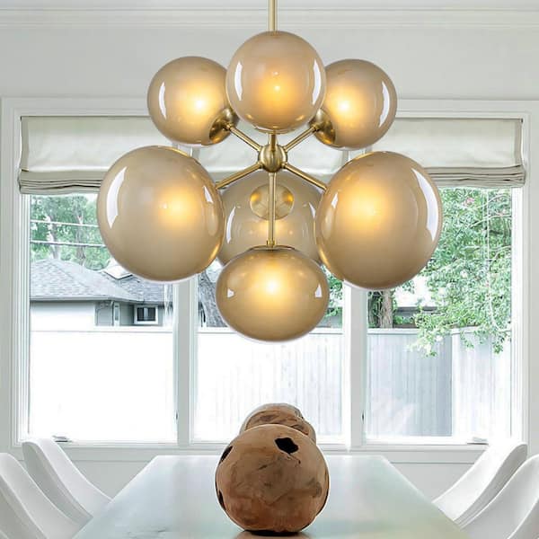 MENCOLULU 7-Light Mid-Century Modern Gold Cluster Chandelier with