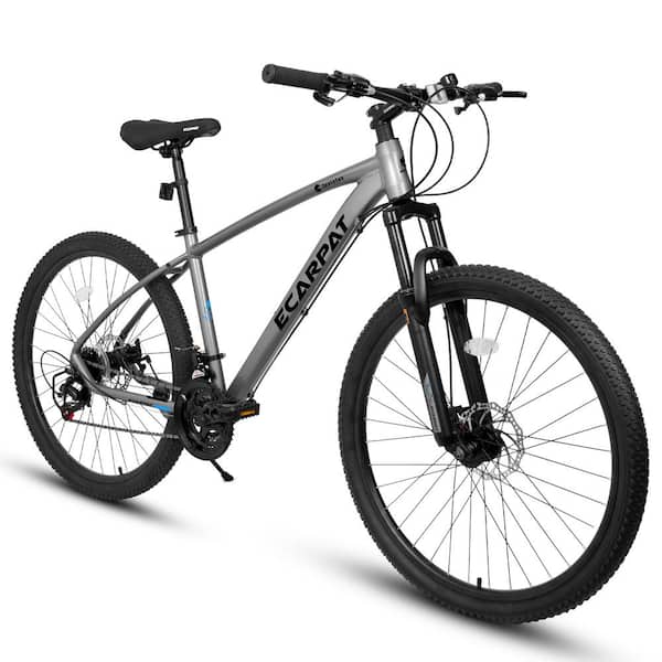 Huluwat 27 in. Gray Adult Aluminum Frame Mountain Bike, 21 Speeds, Suspension Fork, Disc-Brake