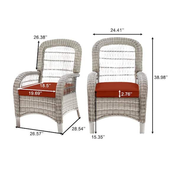 Hampton Bay Beacon Park Gray Wicker Outdoor Patio Captain Dining Chair with CushionGuard Quarry Red Cushions 2 Pack H021 01399700 The Home Depot