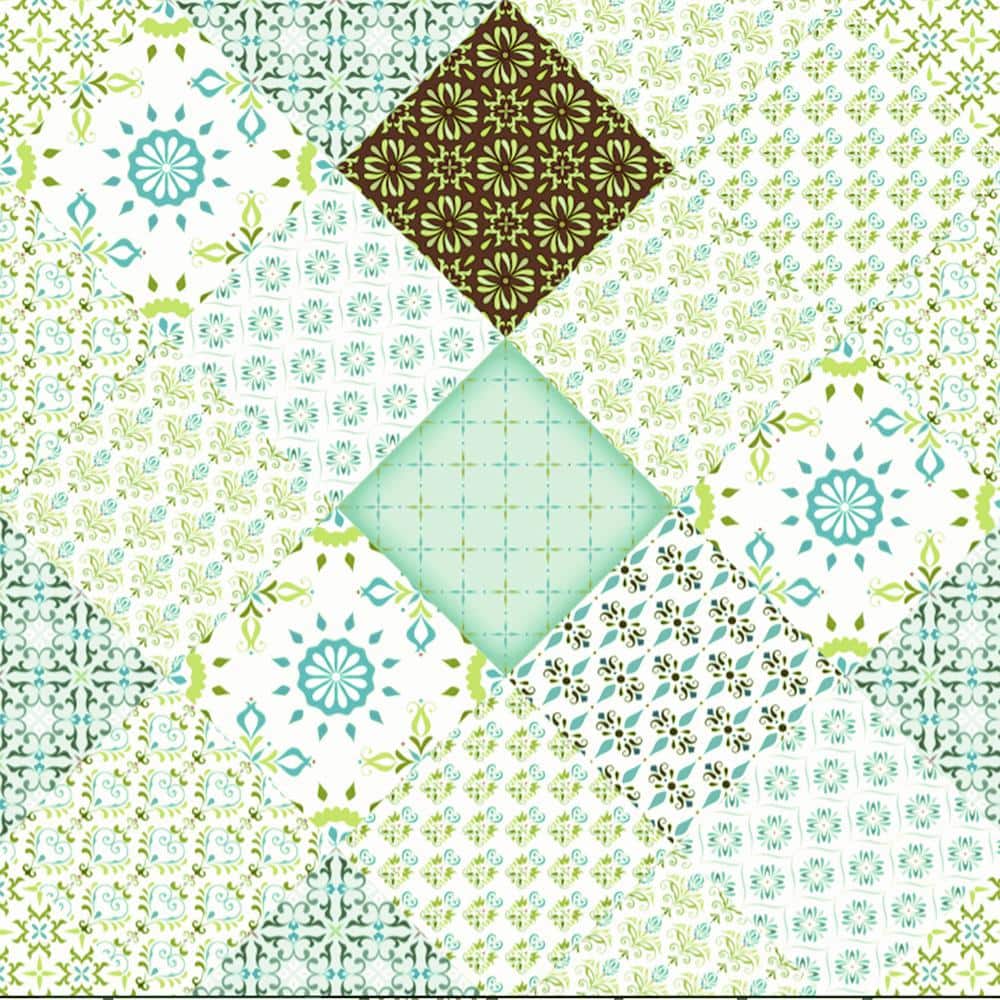 Falkirk Bhoid Cerulean Teal Green Shapes in Rhombus Vinyl Peel and Stick Se