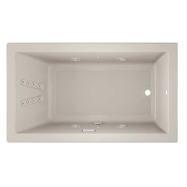 JACUZZI SOLNA 72 in. x 42 in. Rectangular Whirlpool Bathtub with Right Drain in Oyster