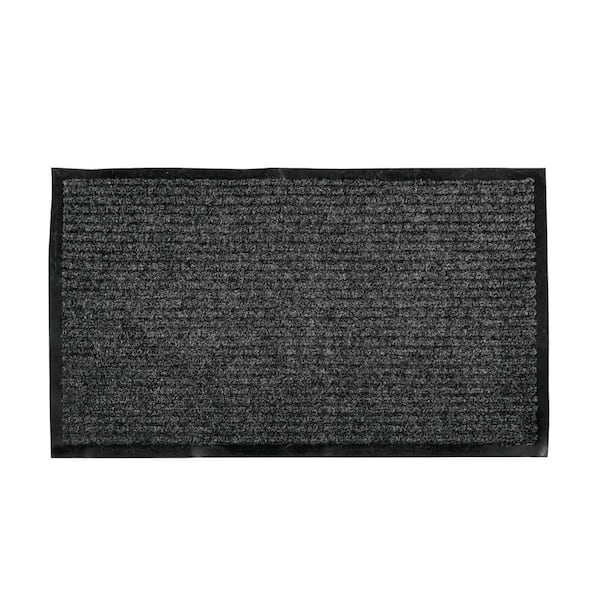 Unbranded TMT Charcoal 24 in. x 36 in. Rubber Ribbed Door Mat