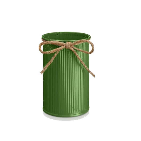 4 in. Green Metal Cylinder Petite Farmhouse Vase 12-Pack
