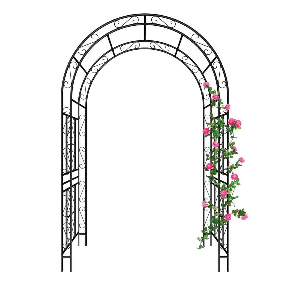 59 in. L x 17.7 in. W x 90.6 in. H Outdoor Black Metal Garden Arch Arbor Climbing Plants Support Rose Arch price history on PriceWatchPro