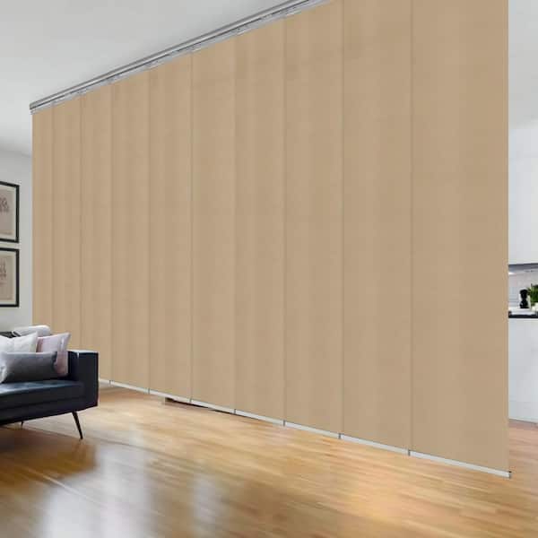 EMOH Ivoreen 120 in. to 218 in. W x 94 in. L Adjustable 10-Panel Satin Nickel Double Rail Panel Track with 23.5 in. Slates