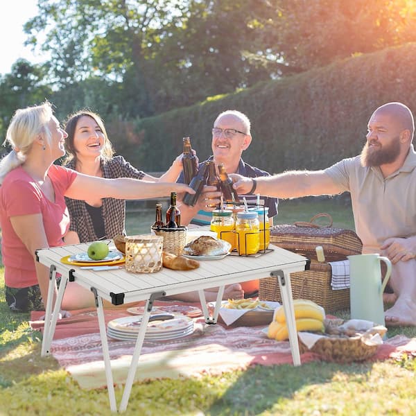 Gymax Folding Camping Table with Storage Bag and Waterproof