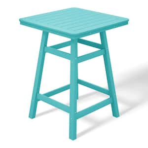 Laguna 30 in. Square HDPE Plastic Counter Height Outdoor Dining High Top Bar Table in Turquoise