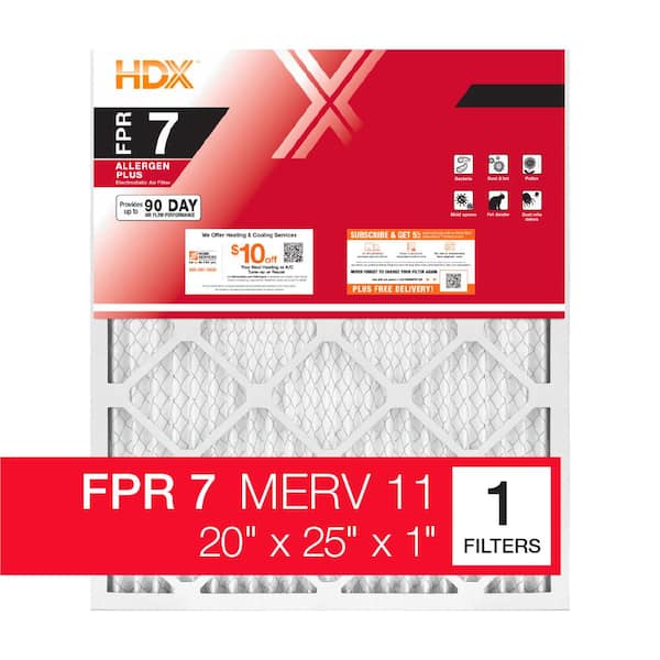 HDX 20 in. x 25 in. x 1 in. Allergen Plus Pleated Furnace Air Filter FPR 7, MERV 11
