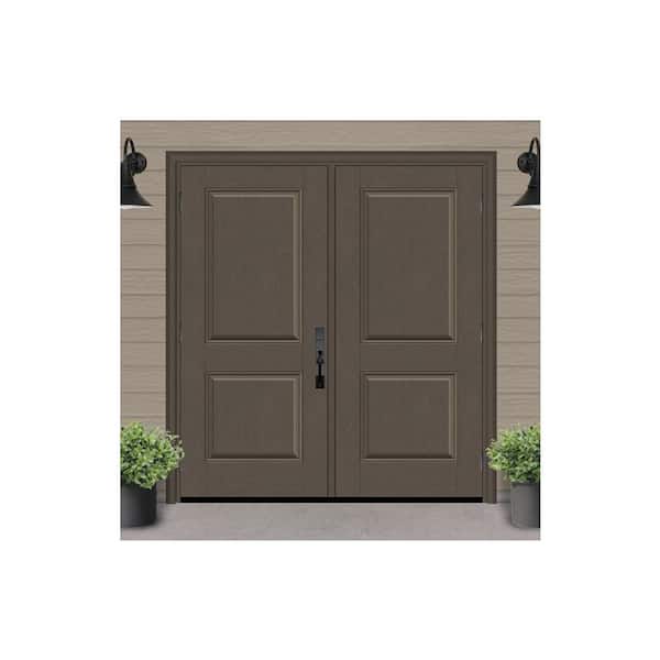 Regency 72 in. x 80 in. 2P Squaretop RHOS Ashwood Stain Fiberglass Double Prehung Front Door with 4-9/16 Jamb