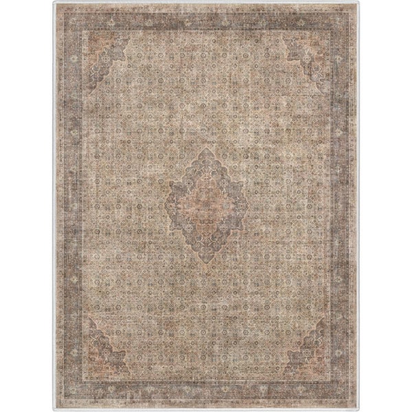 Well Woven Beige Brown 3 ft. 11 in. x 5 ft. 3 in. Asha Lilith Vintage Persian Oriental Area Rug