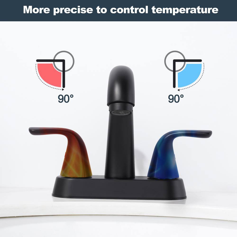 Matte Black Stainless Steel Double Handle Bathroom Faucet