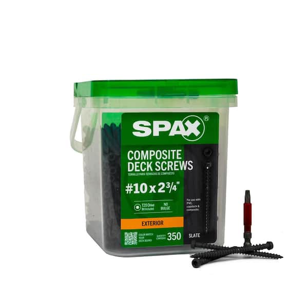 SPAX #10 x 2-3/4 in. Exterior Cylindric Head Composite Deck Screws Slate Torx T-Star (350 Each) 5 LB Bit Included