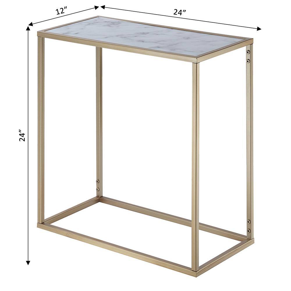 Victorian Gold Coast 24" Mirrored Chairside Table with Faux Marble Top