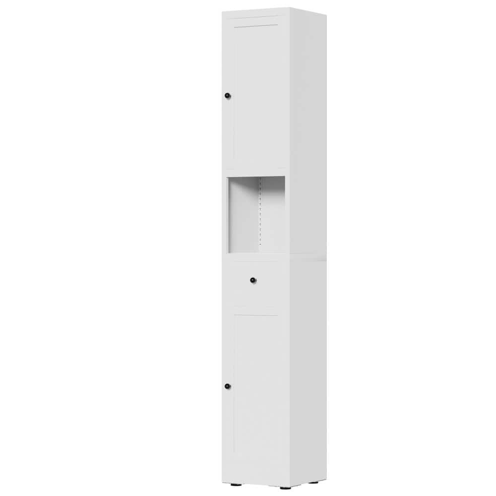 11.8 in. W x 11.8 in. D x 70.9 in. H White Linen Cabinet,5-Tier