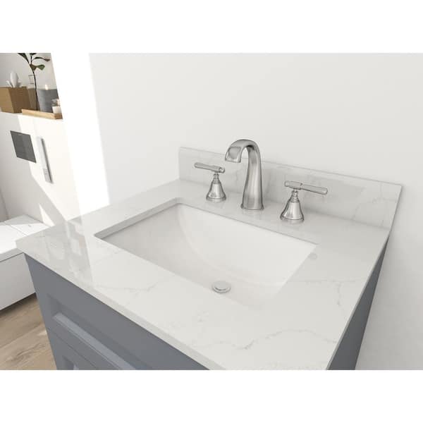 Winette 25 in. x 22 in. Qt. Bathroom Vanity Top in Carrara White