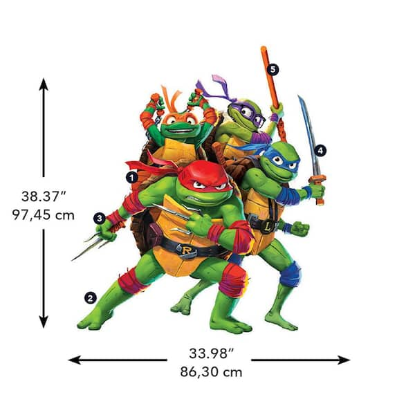 RoomMates Teenage Mutant Ninja Turtles Mutant Mayhem Group Giant Peel and Stick Wall Decals