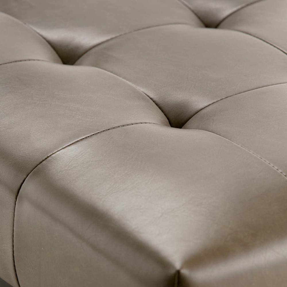 Draper 40" Taupe Faux Leather Tufted Ottoman Bench