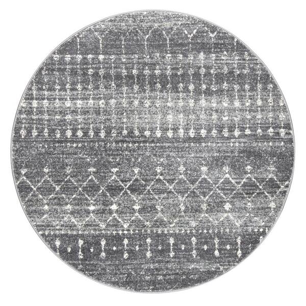 Nuloom Blythe Modern Moroccan Trellis, Large Black And White Round Rugs
