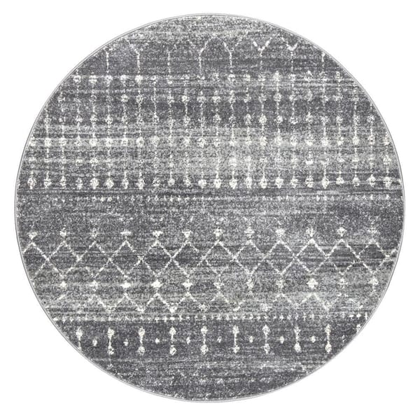 nuLOOM Blythe Modern Moroccan Trellis 4 ft Dark Grey Round Rug