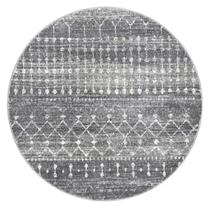 Blythe Modern Moroccan Trellis 6 ft. Dark Gray Round Rug