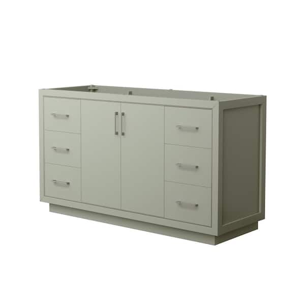 Wyndham Collection Icon 59.25 in. W x 21.75 in. D x 34.25 in. H Single Bath Vanity Cabinet without Top in Light Green