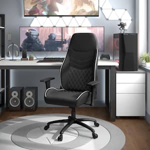 Sem Ergonomic White PU Leather Gaming Chair with Diamond Stitching