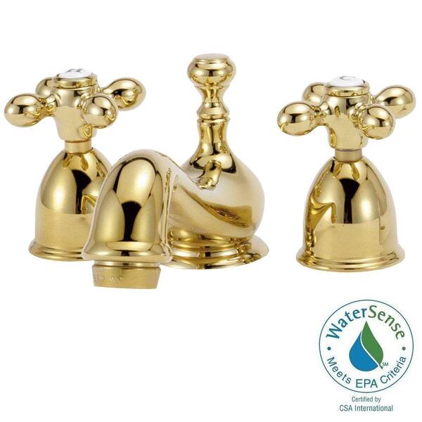 Elizabethan Classics Bradsford 4 in. Minispread 2-Handle Mid-Arc Bathroom Faucet in Polished Brass