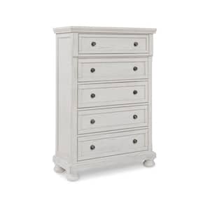 18 in. White 5-Drawer Tall Dresser Chest Without Mirror