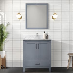 Jacques 30 in. W x 22 in. D Dark Grey Bath Vanity wihtout Top and 28 in. Mirror