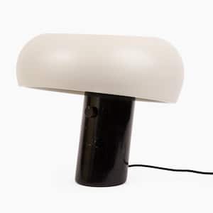 Kingpin 10 in. Classic Black Modern Integrated LED Novelty Bedside Desk Table Lamp with Ivory Iron Rounded Shade