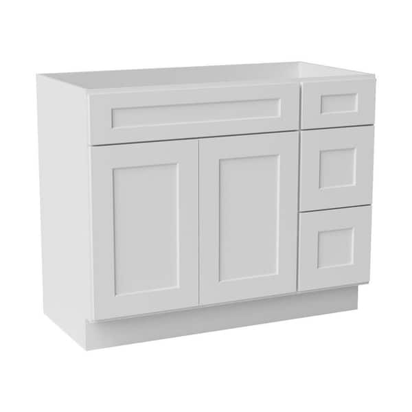 42 in. W x 21 in. D x 34.5 in. H Ready to Assemble Solid Wood Shaker Bath Vanity Combo Cabinet in White