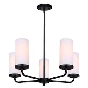 Malloy 5 Light Matte Black Modern Chandelier for Dining Rooms and Living Rooms