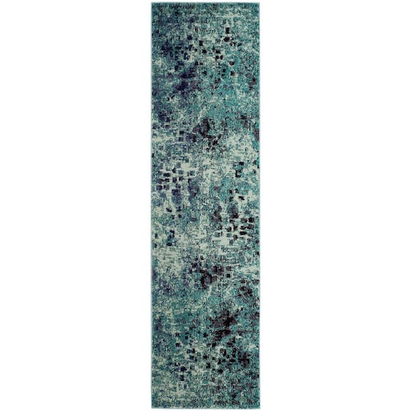 Monaco Light Blue/Multi 2 ft. x 10 ft. Geometric Runner Rug