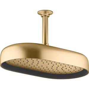 Statement 1-Spray Patterns with 2.5 GPM 12 in. Wall Mount Fixed Shower Head in Vibrant Brushed Moderne Brass