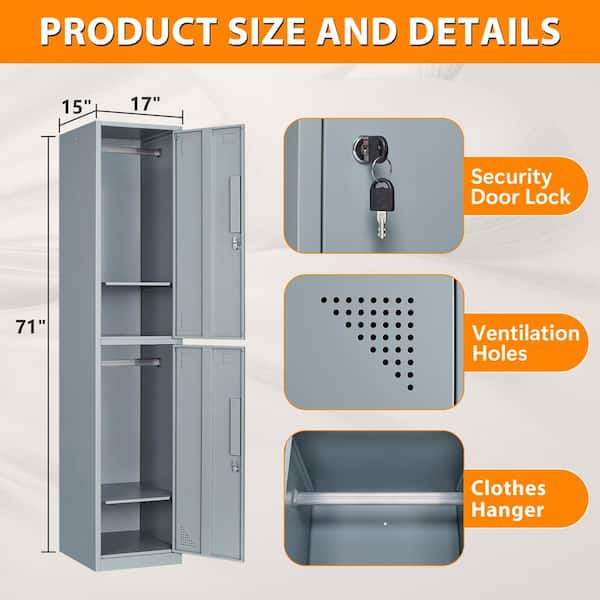 Mlezan Double Tier Metal Locker Cabinet with Doors and Keys
