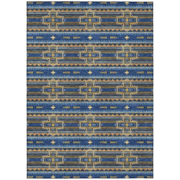 Chantille Machine Washable Indoor/Outdoor Abstract ACN2688 Navy 5 ft. x 7 ft. 6 in. Area Rug