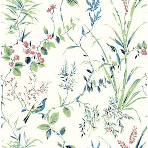 Mariko Green Botanical Green Wallpaper Sample