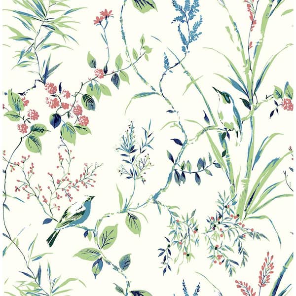 Brewster Mariko Green Botanical Green Wallpaper Sample