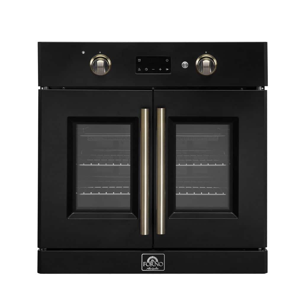 Asti 30 in. French Door Wall Oven, 3.68 cu. ft. True Convection in. Black, Antique Brass