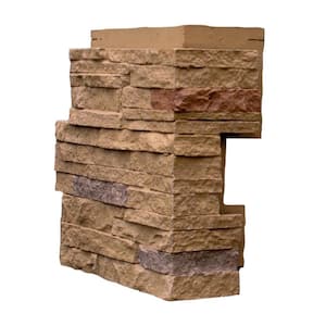 Stacked Stone Sandy Buff 4.25 in. x 13.75 in. Faux Stone Siding Corner (4-Pack)