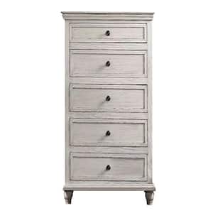 18 in. Gray and Black 5-Drawer Wooden Tall Dresser Chest of Drawers