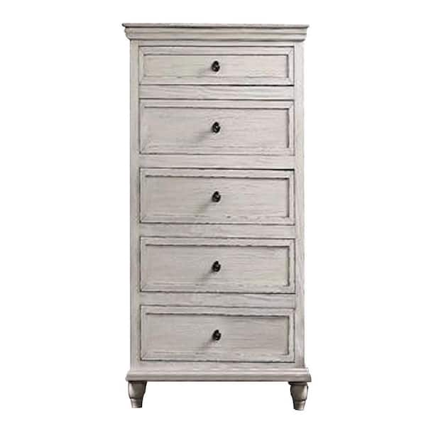 Benjara 18 In. Gray And Black 5-Drawer Wooden Tall Dresser Chest Of ...