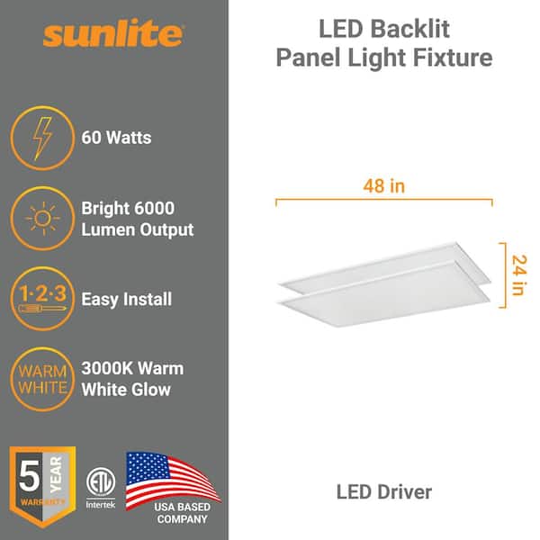 Sunlite 2 ft. x 4 ft. Lumens Lay in ENERGY STAR Dimmable Integrated LED Flat Panel Light, 3000K Warm White (2-Pack) HD03748-1 - The Home Depot