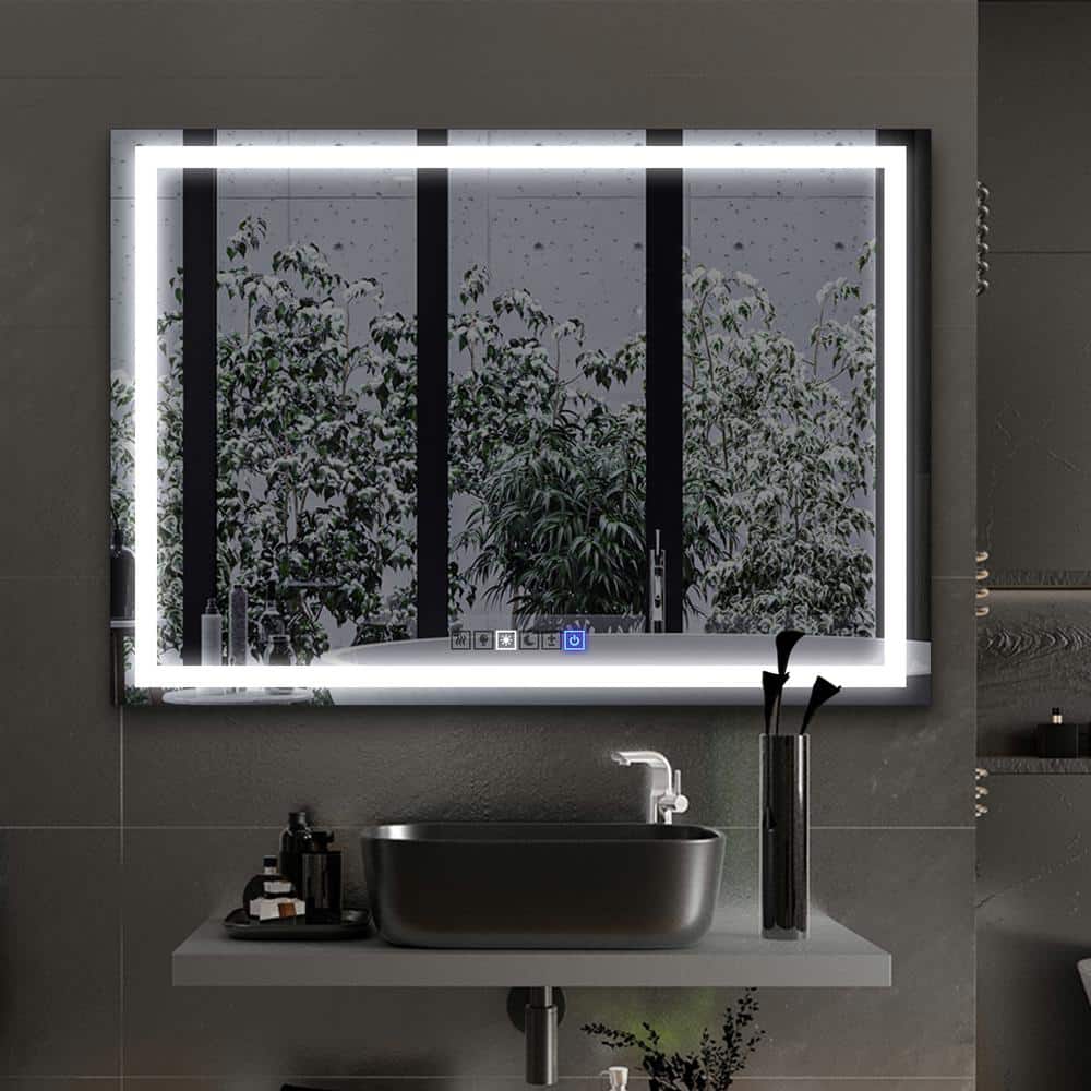 Sleek 60'' Frameless LED Lighted Full-Length Mirror with Touch Dimmer