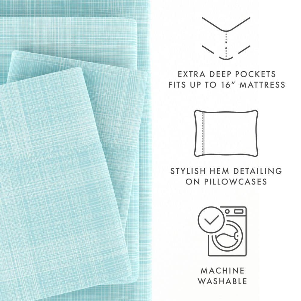 Aqua Twin Microfiber Wrinkle-Proof Bedding Set