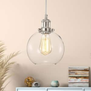 Mateo 1-Light Modern Polished Nickel Mini Pendant Light with Clear Globe Glass Shade, 7 in. 100-Watt, No Bulb Included