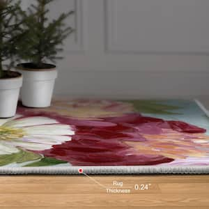 Multi-Colored 8 ft. x 10 ft. Eleanora painterly florals Washable Art Area Rug