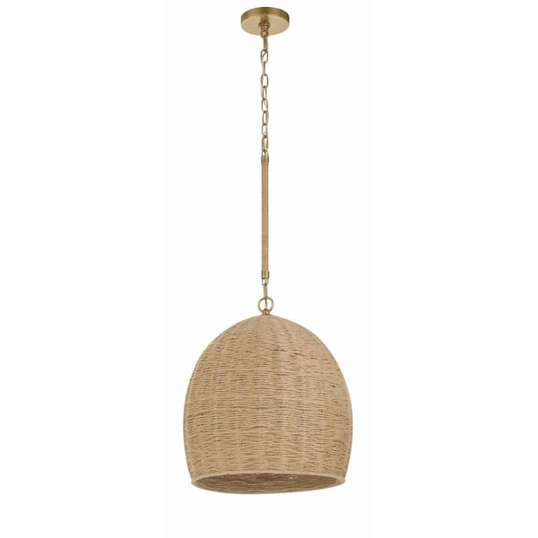 Jace 1-Light Soft Gold Island Pendant with Jute