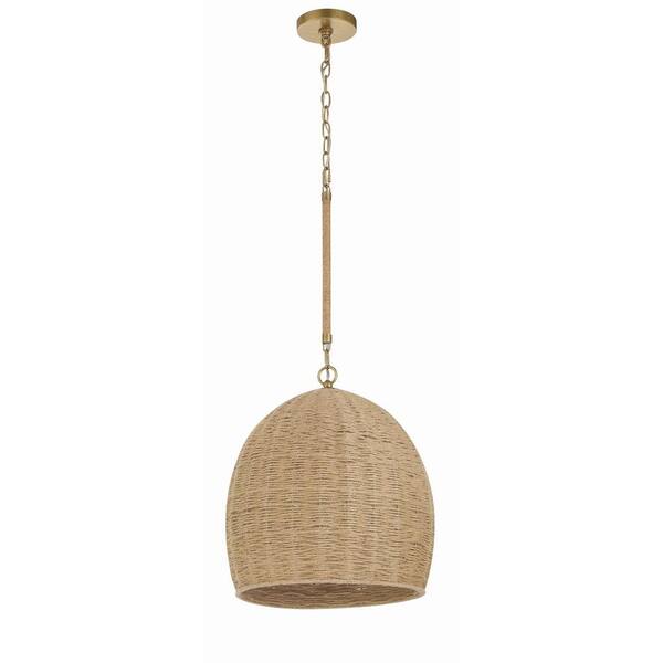 Nathan James Augustine Rattan Pendant Light - Farmhouse Chandelier For Kitchen Island Or Living Room